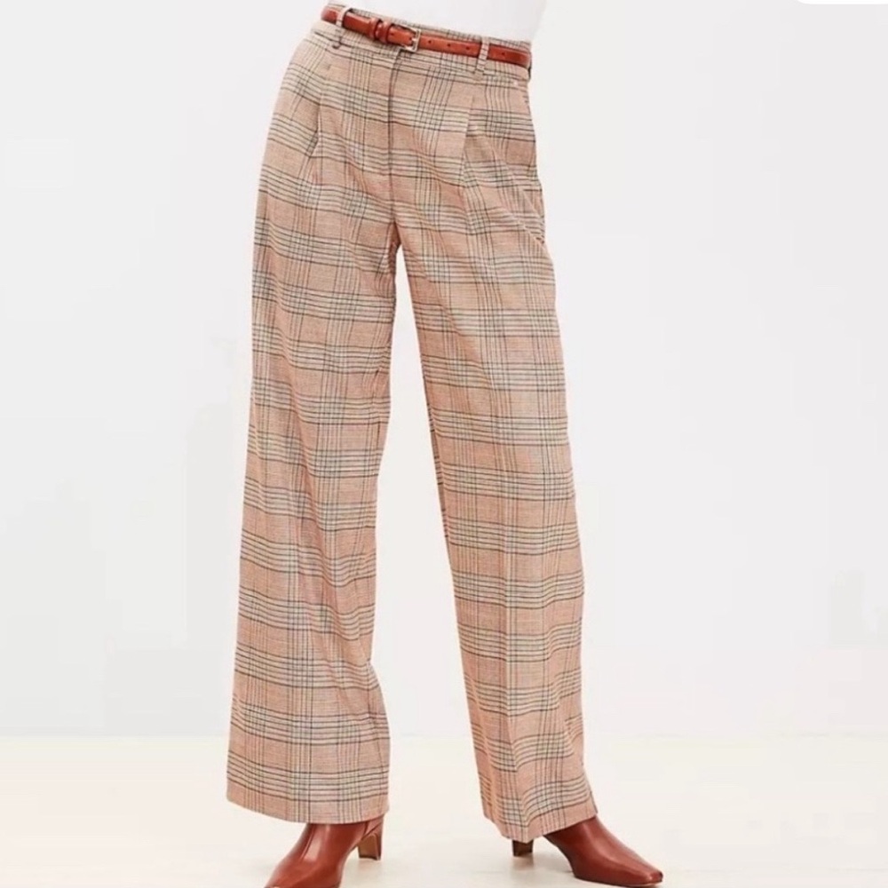 LOFT Plaid Peyton Wide-Leg Women's Pants